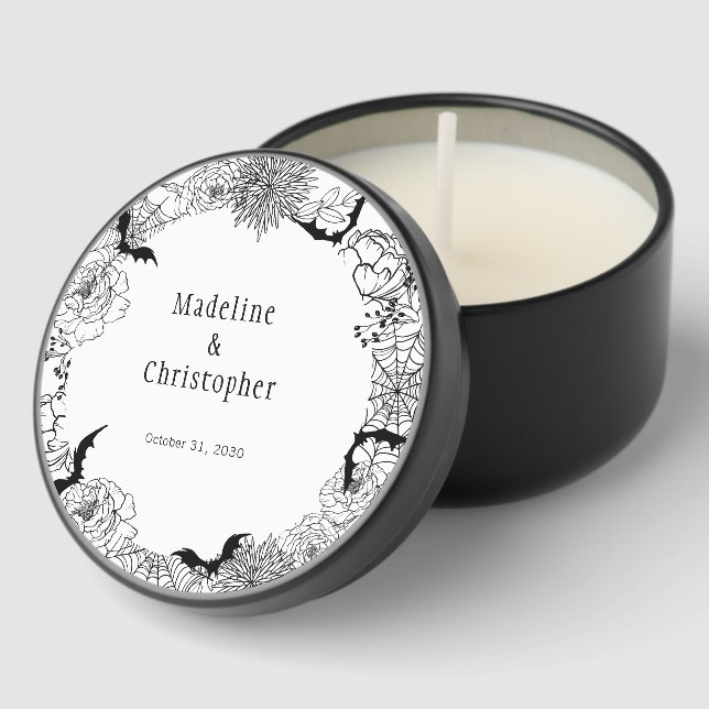 Boho Gothic Floral Wedding Mini Candle Favors (Corner)