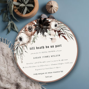 Boho Gothic Rust Black Botanical Bridal Shower Invitation