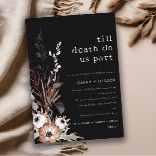 Boho Gothic Rust Black Botanical Couples Shower Invitation