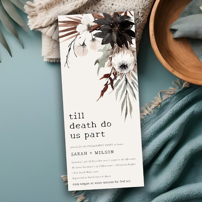 Boho Gothic Rust Black Botanical Engagement Invitation (Creator Uploaded)