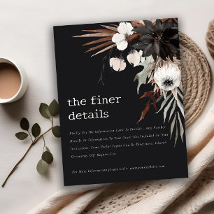 Boho Gothic Rust Black Botanical Wedding Details Enclosure Card
