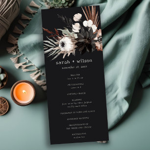 Boho Gothic Rust Black Botanical Wedding Program