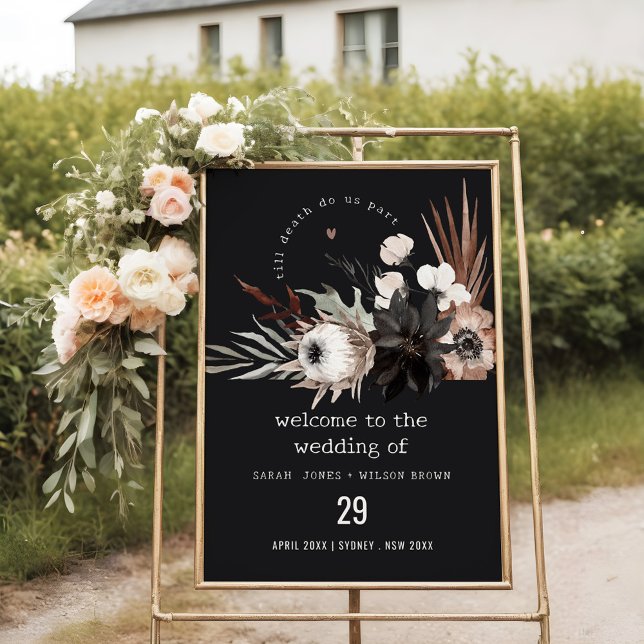 Boho Gothic Rust Black Botanical Wedding Welcome Foam Board (Creator Uploaded)