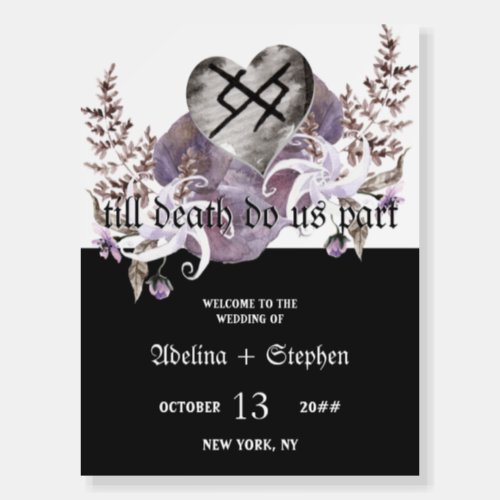 Boho Gothic Viking Wildflower Wedding Welcome Sign