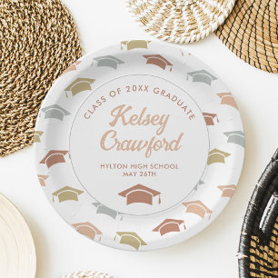 Boho Grad Caps Graduation Party Paper Plates