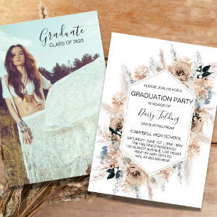 Boho Graduation Photo Party Invitation