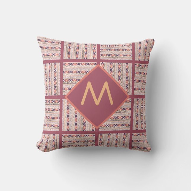 Boho Graphix Pattern Personalized Throw Pillow (Front)