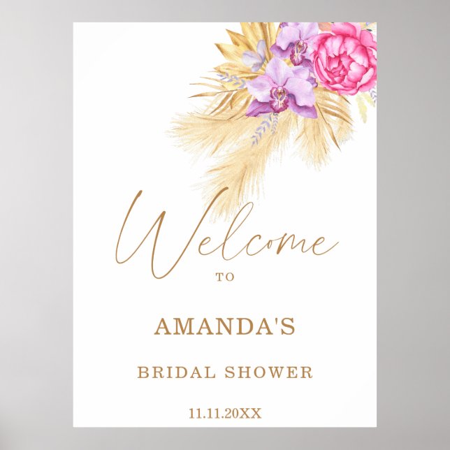 Boho grass - bridal shower welcome sign (Front)