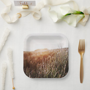 Boho Grass Field Any Occasion Paper Plates