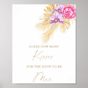 Boho grass - How many kisses bridal shower game Poster