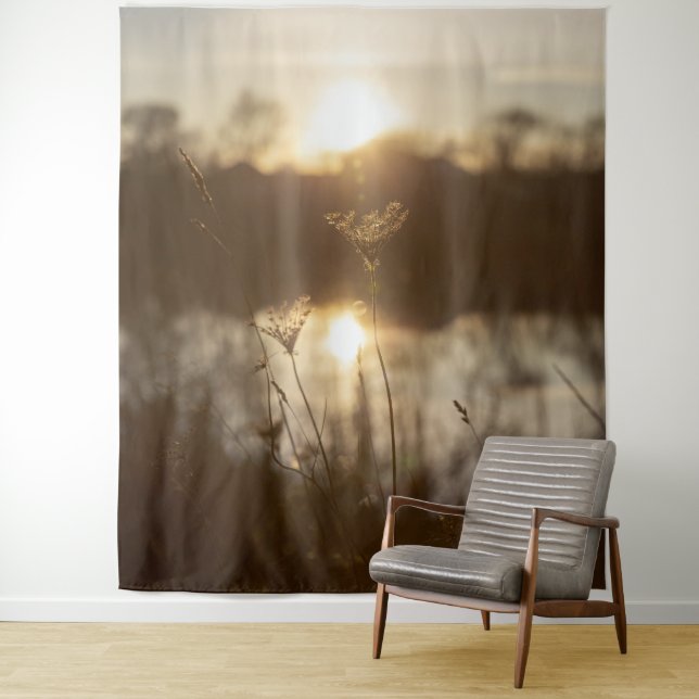 Boho Grass Natural Water Landscape Tapestry (In Situ)