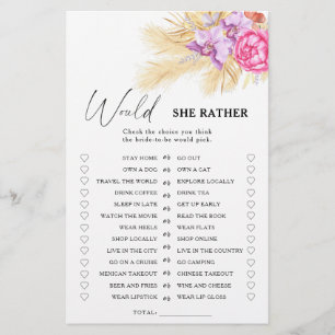 Boho grass - Would she rather bridal shower game