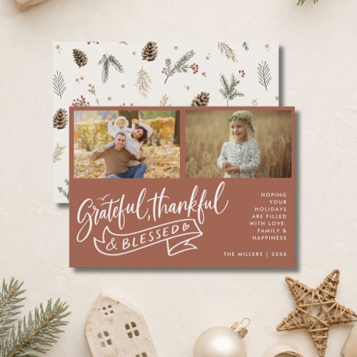 Boho Grateful Thankful Blessed Family Chistmas