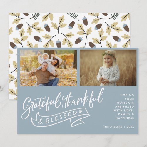 Boho Grateful Thankful Blessed Family Photo
