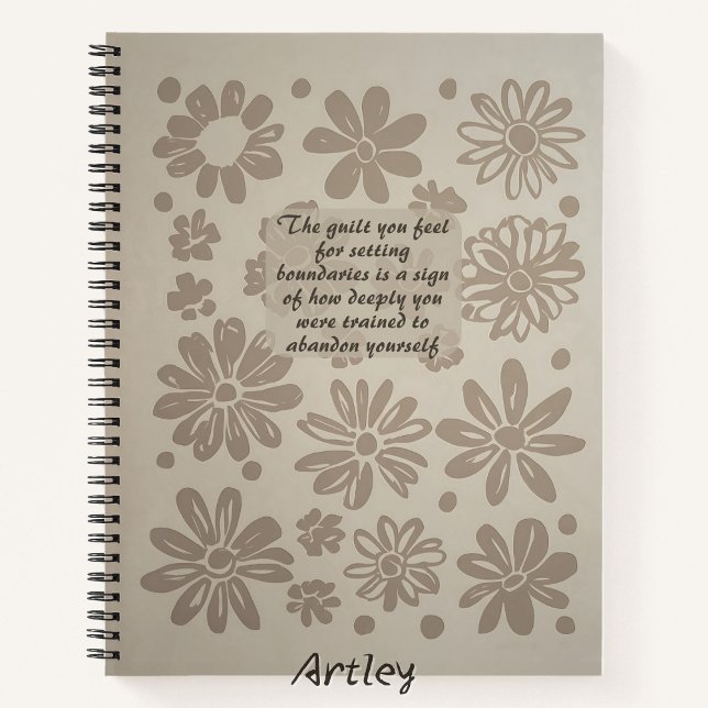Boho Gray Floral Stamp Custom Quote Journal (Creator Uploaded)