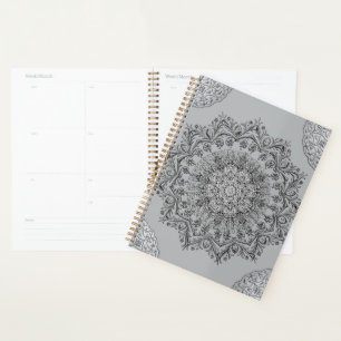 Boho Gray Mandala Aesthetic Daily Planner