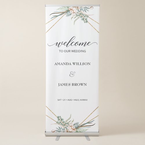 Boho Greeenery Eucalyptus Wedding Welcome Retractable Banner