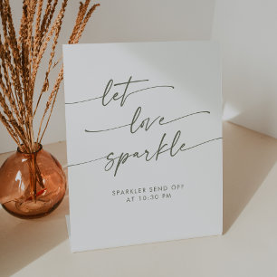 Boho Green and White Sparkler Send Off Wedding Pedestal Sign