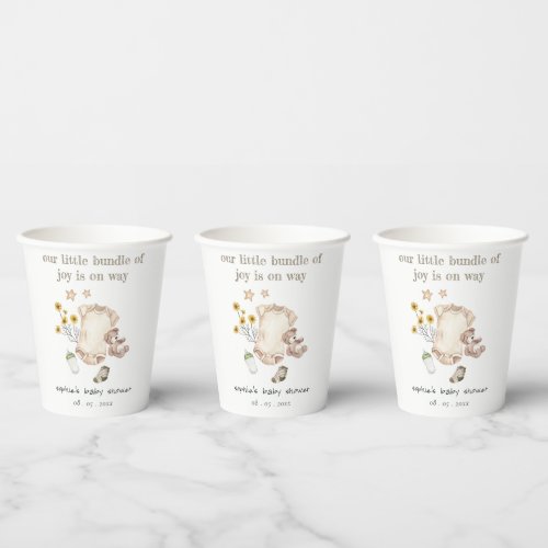 Boho Green Baby Clothes Gender Neutral Baby Shower Paper Cups