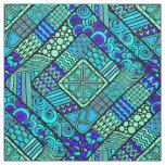 Boho Green blue abstract tribal pattern Fabric