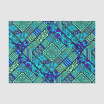 Boho Green blue abstract tribal pattern