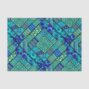 Boho Green blue abstract tribal pattern Tissue Paper