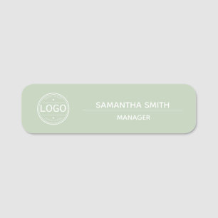 Boho Green Business Logo Employee Name Tag