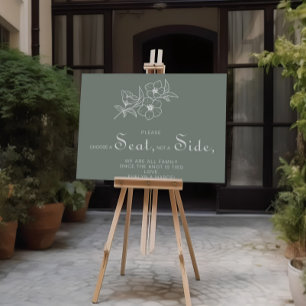 Boho Green Choose a Seat Not a Side Wedding Poster