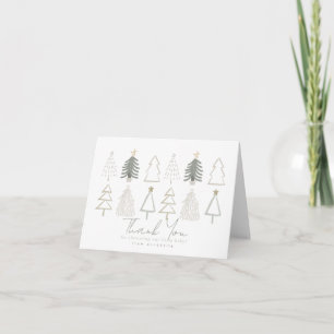 Boho Green Christmas Trees Baby Shower Letterpress Thank You Card