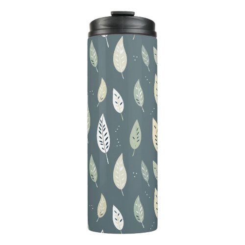 Boho Green Color Leaves Seamless Pattern Thermal Tumbler