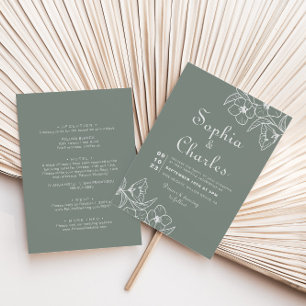 Boho Green Destination Floral Front Back Wedding  Invitation