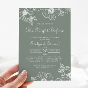 Boho Green Destination Floral Rehearsal Dinner Invitation