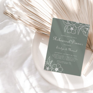 Boho Green Destination Floral Rehearsal Dinner Invitation