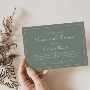 Boho Green Destination Floral Rehearsal Dinner Invitation