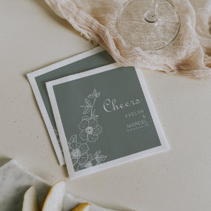 Boho Green Destination Floral Wedding Cheers  Napkins