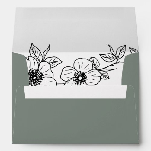 Boho Green Destination Floral Wedding  Envelope