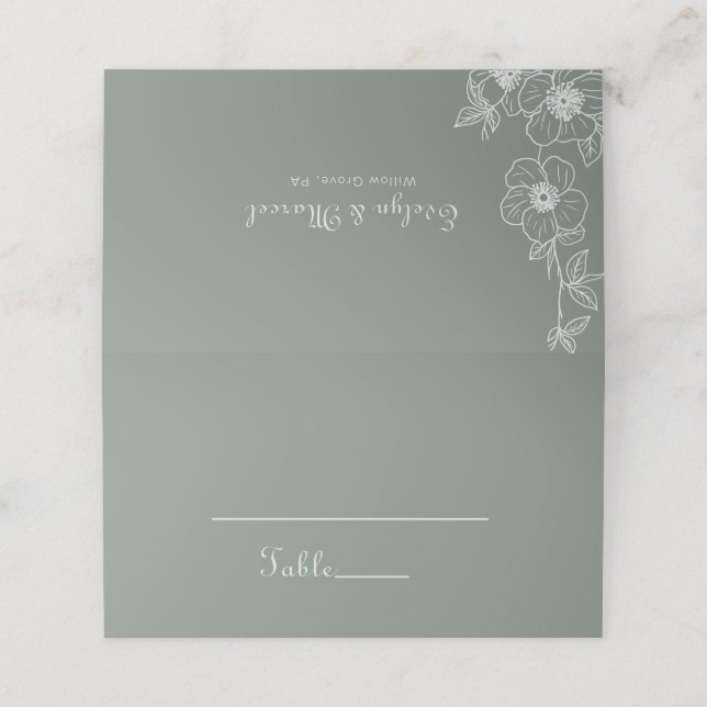 Boho Green Destination Floral Wedding  Place Card (Outside Unfolded)