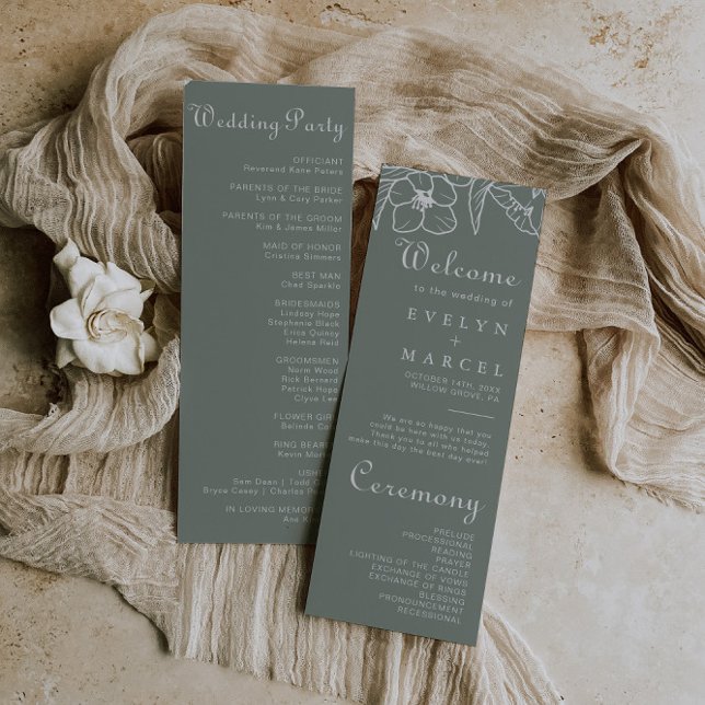 Boho Green Destination Floral Wedding  Program (Creator Uploaded)
