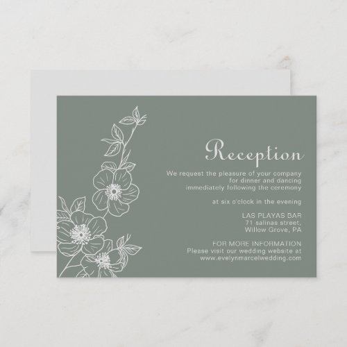 Boho Green Destination Floral Wedding Reception   Enclosure Card
