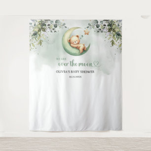Boho green eucalyptus gender neutral teddy bear tapestry