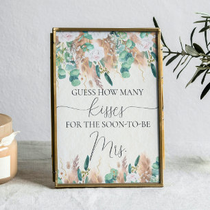 Boho Green Eucalyptus Pampas Guess Kisses Game Poster