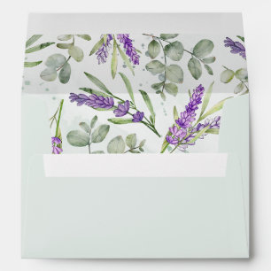 Boho Green Eucalyptuus & Lavender Wedding Envelope