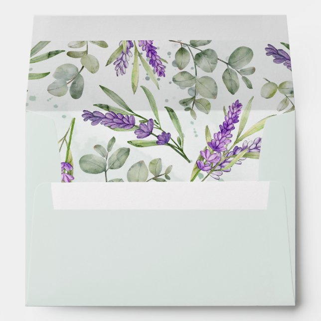 Boho Green Eucalyptuus & Lavender Wedding Envelope (Back (Bottom))