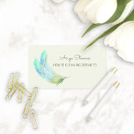 Boho Green Feathers House Cleaning Services Business Card at Zazzle