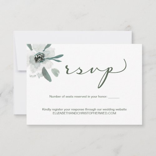 Boho green Floral watercolor Wedding site QR Code RSVP Card