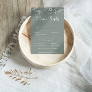 Boho Green Floral Wedding Menu Choice Reply