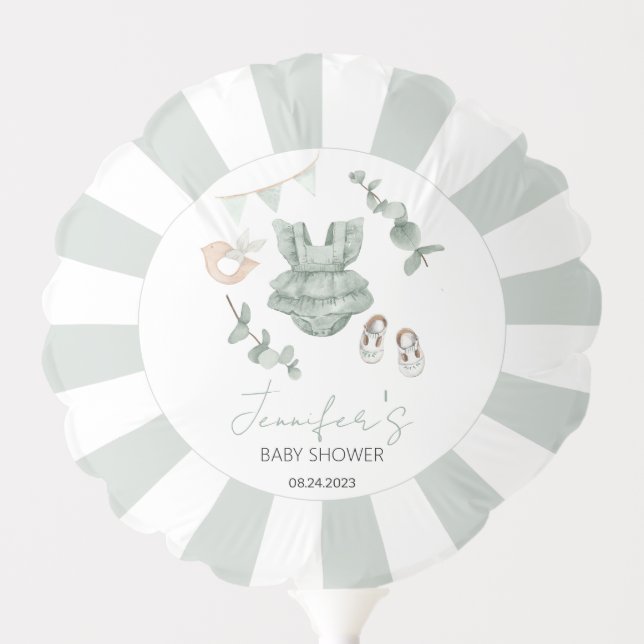 Boho green girl baby shower filled Balloon  (Front)