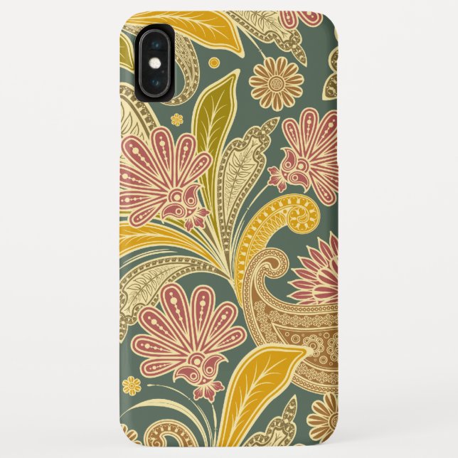 Boho Green, Gold, Red Paisley Case-Mate iPhone Case (Back)