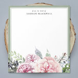 Boho Green Leaves Pink Floral Name Template Notepad<br><div class="desc">Elegant Watercolor Blush Pink Flowers and Greenery Notepad with customizable " from the desk of " and name templates.</div>