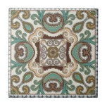 Boho Green Pattern Ceramic Tile<br><div class="desc">A patterned ceramic tile with green,  tan and brown abstract shapes. Earthy warm colors. Available in 2 sizes. for your creative DIY projects. Kitchen backsplash,  bathroom tiling,  fireplace hearth,  single decorative tile,  tabletop tiling,  mosaic. be creative! Find a tile that makes your home decor pop.</div>